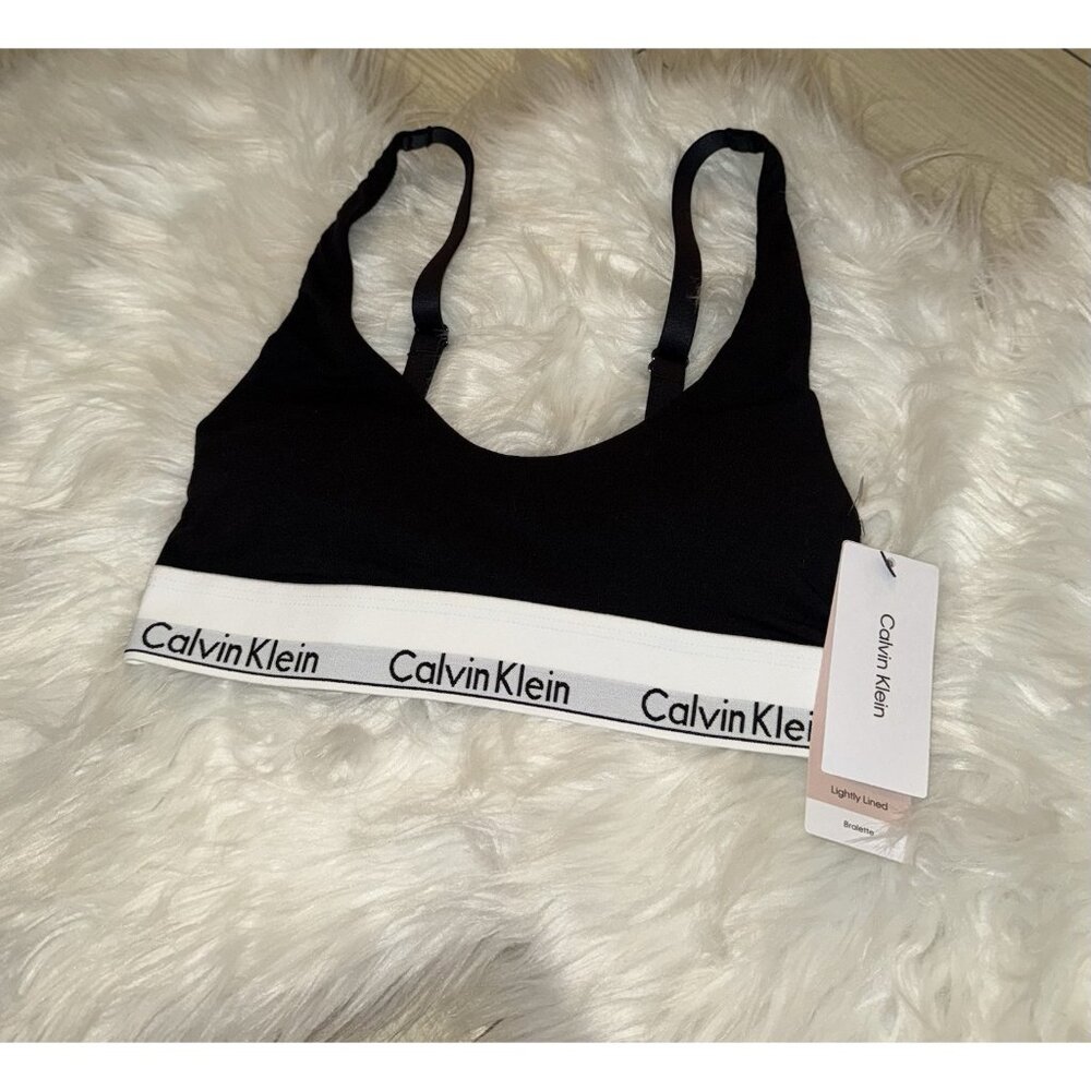Calvin Klein Black Icon Modern Cotton Lightly Lined Bralette XS XSmall QF7586